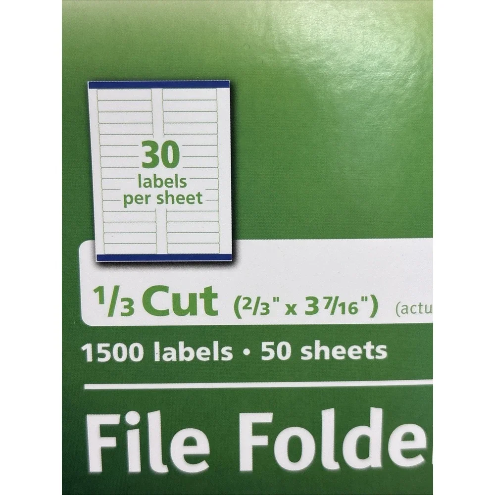 Avery Templates 5366 White File Folder Laser Inkjet Labels New Sealed 1500 Count